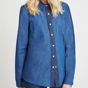 BCBGeneration Back Slit Chambray Denim Top